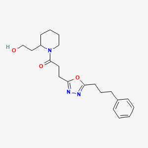 1-[2-(2-Hydroxyethyl)piperidin-1-yl]-3-[5-(3-phenylpropyl)-1,3,4-oxadiazol-2-yl]propan-1-one