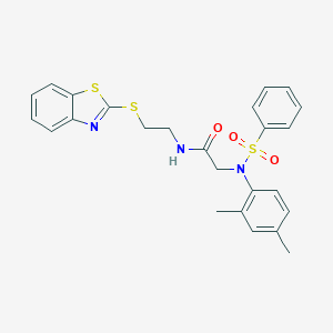 2-[Benzenesulfonyl-(2,4-dimethyl-phenyl)-amino]-N-[2-(benzothiazol-2-ylsulfanyl)-ethyl]-acetamide
