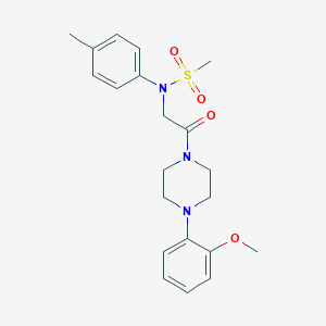 molecular formula C21H27N3O4S B388291 N-{2-[4-(2-methoxyphenyl)-1-piperazinyl]-2-oxoethyl}-N-(4-methylphenyl)methanesulfonamide 