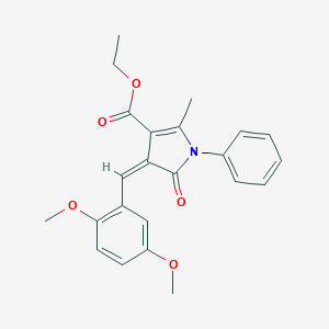 molecular formula C23H23NO5 B388304 ethyl 4-(2,5-dimethoxybenzylidene)-2-methyl-5-oxo-1-phenyl-4,5-dihydro-1H-pyrrole-3-carboxylate 