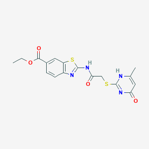 ethyl 2-[[2-[(6-methyl-4-oxo-1H-pyrimidin-2-yl)sulfanyl]acetyl]amino]-1,3-benzothiazole-6-carboxylate