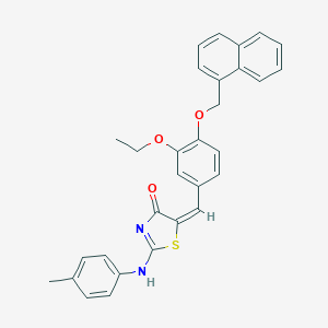 (5E)-5-[[3-ethoxy-4-(naphthalen-1-ylmethoxy)phenyl]methylidene]-2-(4-methylanilino)-1,3-thiazol-4-one