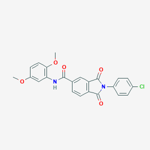 molecular formula C23H17ClN2O5 B388327 2-(4-chlorophenyl)-N-(2,5-dimethoxyphenyl)-1,3-dioxo-5-isoindolinecarboxamide 
