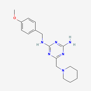 2-N-[(4-methoxyphenyl)methyl]-6-(piperidin-1-ylmethyl)-1,3,5-triazine-2,4-diamine