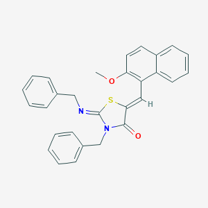 molecular formula C29H24N2O2S B388341 3-Benzyl-2-(benzylimino)-5-[(2-methoxy-1-naphthyl)methylene]-1,3-thiazolidin-4-one 
