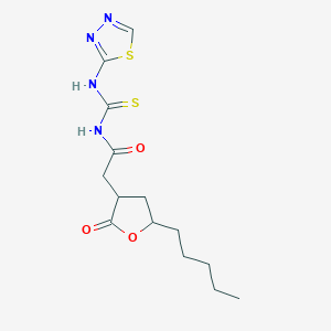 2-(2-oxo-5-pentyltetrahydro-3-furanyl)-N-[(1,3,4-thiadiazol-2-ylamino)carbonothioyl]acetamide