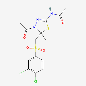 N-[4-acetyl-5-[(3,4-dichlorophenyl)sulfonylmethyl]-5-methyl-1,3,4-thiadiazol-2-yl]acetamide