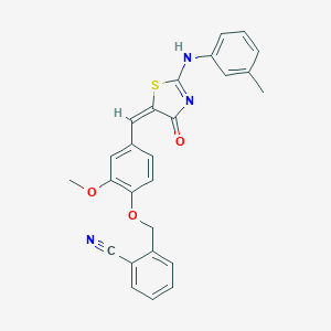 2-[[2-methoxy-4-[(E)-[2-(3-methylanilino)-4-oxo-1,3-thiazol-5-ylidene]methyl]phenoxy]methyl]benzonitrile