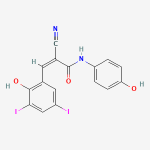 (Z)-2-cyano-3-(2-hydroxy-3,5-diiodophenyl)-N-(4-hydroxyphenyl)prop-2-enamide