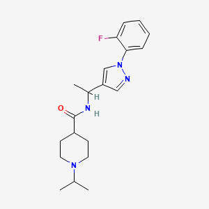 molecular formula C20H27FN4O B3883590 N-{1-[1-(2-fluorophenyl)-1H-pyrazol-4-yl]ethyl}-1-isopropylpiperidine-4-carboxamide 