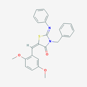molecular formula C25H22N2O3S B388364 3-Benzyl-5-(2,5-dimethoxybenzylidene)-2-(phenylimino)-1,3-thiazolidin-4-one 