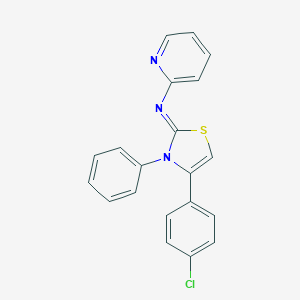 molecular formula C20H14ClN3S B388368 N-(4-(4-chlorophenyl)-3-phenyl-1,3-thiazol-2(3H)-ylidene)-N-(2-pyridinyl)amine 