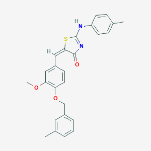 molecular formula C26H24N2O3S B388370 (5E)-5-[[3-methoxy-4-[(3-methylphenyl)methoxy]phenyl]methylidene]-2-(4-methylanilino)-1,3-thiazol-4-one 