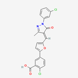 2-chloro-5-(5-{[1-(3-chlorophenyl)-3-methyl-5-oxo-1,5-dihydro-4H-pyrazol-4-ylidene]methyl}-2-furyl)benzoic acid