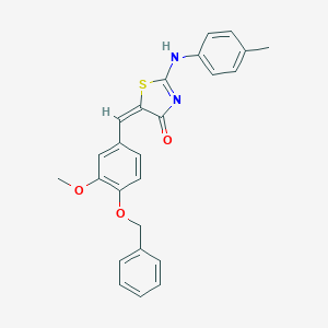 molecular formula C25H22N2O3S B388372 (5E)-5-[(3-methoxy-4-phenylmethoxyphenyl)methylidene]-2-(4-methylanilino)-1,3-thiazol-4-one 