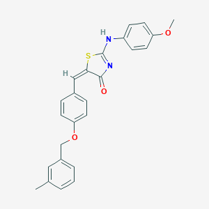 (5E)-2-(4-methoxyanilino)-5-[[4-[(3-methylphenyl)methoxy]phenyl]methylidene]-1,3-thiazol-4-one