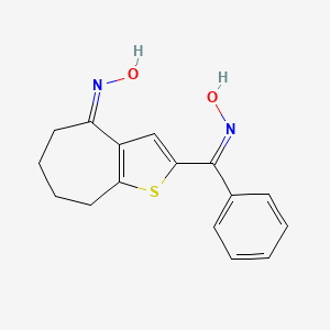 molecular formula C16H16N2O2S B3883731 2-[(hydroxyimino)(phenyl)methyl]-5,6,7,8-tetrahydro-4H-cyclohepta[b]thiophen-4-one oxime 