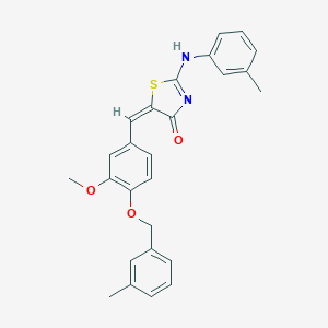 (5E)-5-[[3-methoxy-4-[(3-methylphenyl)methoxy]phenyl]methylidene]-2-(3-methylanilino)-1,3-thiazol-4-one