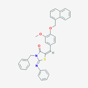 molecular formula C35H28N2O3S B388377 3-Benzyl-5-[3-methoxy-4-(1-naphthylmethoxy)benzylidene]-2-(phenylimino)-1,3-thiazolidin-4-one 