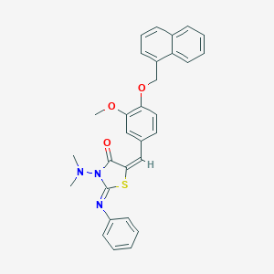 molecular formula C30H27N3O3S B388381 3-(Dimethylamino)-5-[3-methoxy-4-(1-naphthylmethoxy)benzylidene]-2-(phenylimino)-1,3-thiazolidin-4-one 