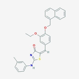 (5E)-5-[[3-ethoxy-4-(naphthalen-1-ylmethoxy)phenyl]methylidene]-2-(3-methylanilino)-1,3-thiazol-4-one