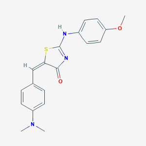 molecular formula C19H19N3O2S B388389 (5E)-5-[[4-(dimethylamino)phenyl]methylidene]-2-(4-methoxyanilino)-1,3-thiazol-4-one 