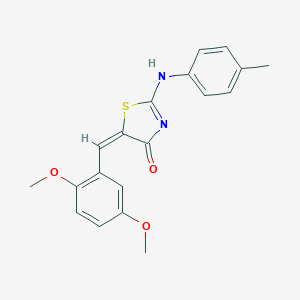 molecular formula C19H18N2O3S B388390 (5E)-5-[(2,5-dimethoxyphenyl)methylidene]-2-(4-methylanilino)-1,3-thiazol-4-one 