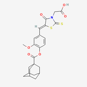 2-[(5Z)-5-[[4-(adamantane-1-carbonyloxy)-3-methoxyphenyl]methylidene]-4-oxo-2-sulfanylidene-1,3-thiazolidin-3-yl]acetic acid