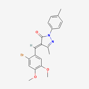 molecular formula C20H19BrN2O3 B3883997 4-(2-bromo-4,5-dimethoxybenzylidene)-5-methyl-2-(4-methylphenyl)-2,4-dihydro-3H-pyrazol-3-one 