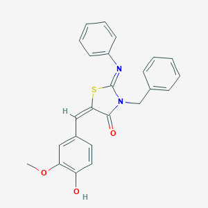 molecular formula C24H20N2O3S B388401 3-Benzyl-5-(4-hydroxy-3-methoxybenzylidene)-2-(phenylimino)-1,3-thiazolidin-4-one 