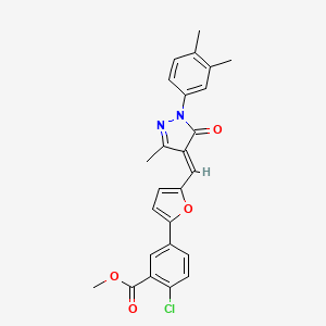 methyl 2-chloro-5-[5-[(E)-[1-(3,4-dimethylphenyl)-3-methyl-5-oxopyrazol-4-ylidene]methyl]furan-2-yl]benzoate