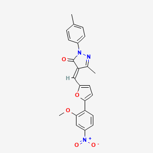 (4E)-4-[[5-(2-methoxy-4-nitrophenyl)furan-2-yl]methylidene]-5-methyl-2-(4-methylphenyl)pyrazol-3-one