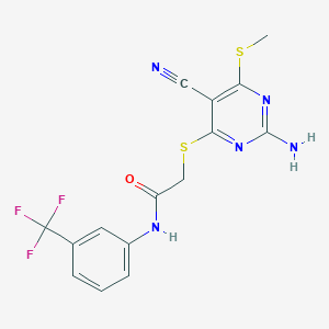 2-(2-amino-5-cyano-6-methylsulfanylpyrimidin-4-yl)sulfanyl-N-[3-(trifluoromethyl)phenyl]acetamide