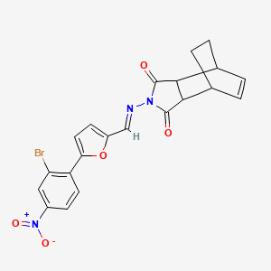 molecular formula C21H16BrN3O5 B3884186 2-({(E)-[5-(2-bromo-4-nitrophenyl)furan-2-yl]methylidene}amino)-3a,4,7,7a-tetrahydro-1H-4,7-ethanoisoindole-1,3(2H)-dione 