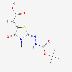 molecular formula C11H15N3O5S B3884200 2-[(2E,5Z)-2-({[(TERT-BUTOXY)CARBONYL]AMINO}IMINO)-3-METHYL-4-OXO-1,3-THIAZOLIDIN-5-YLIDENE]ACETIC ACID 