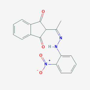 molecular formula C17H13N3O4 B388422 2-(N-{2-nitrophenyl}ethanehydrazonoyl)-1H-indene-1,3(2H)-dione 