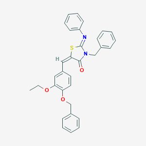 molecular formula C32H28N2O3S B388430 3-Benzyl-5-[4-(benzyloxy)-3-ethoxybenzylidene]-2-(phenylimino)-1,3-thiazolidin-4-one 