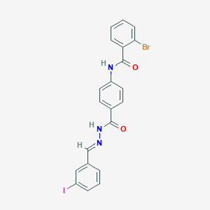 molecular formula C21H15BrIN3O2 B388434 2-bromo-N-(4-{[2-(3-iodobenzylidene)hydrazino]carbonyl}phenyl)benzamide 