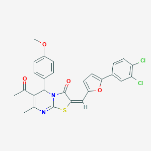 (2E)-6-acetyl-2-{[5-(3,4-dichlorophenyl)furan-2-yl]methylidene}-5-(4-methoxyphenyl)-7-methyl-5H-[1,3]thiazolo[3,2-a]pyrimidin-3(2H)-one