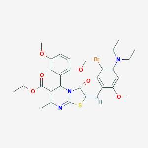 molecular formula C30H34BrN3O6S B388441 ethyl 2-[5-bromo-4-(diethylamino)-2-methoxybenzylidene]-5-(2,5-dimethoxyphenyl)-7-methyl-3-oxo-2,3-dihydro-5H-[1,3]thiazolo[3,2-a]pyrimidine-6-carboxylate 