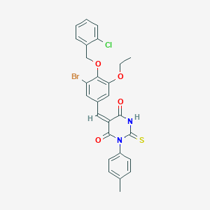(5E)-5-{3-bromo-4-[(2-chlorobenzyl)oxy]-5-ethoxybenzylidene}-1-(4-methylphenyl)-2-thioxodihydropyrimidine-4,6(1H,5H)-dione