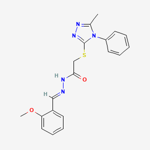 N-[(E)-(2-methoxyphenyl)methylideneamino]-2-[(5-methyl-4-phenyl-1,2,4-triazol-3-yl)sulfanyl]acetamide