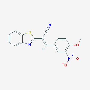 molecular formula C17H11N3O3S B388461 2-(1,3-Benzothiazol-2-yl)-3-{3-nitro-4-methoxyphenyl}acrylonitrile 