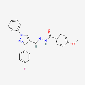 N-[(E)-[3-(4-fluorophenyl)-1-phenylpyrazol-4-yl]methylideneamino]-4-methoxybenzamide