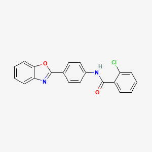 molecular formula C20H13ClN2O2 B3884667 N-[4-(1,3-benzoxazol-2-yl)phenyl]-2-chlorobenzamide 