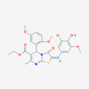 molecular formula C26H25BrN2O7S B388468 ethyl 2-(3-bromo-4-hydroxy-5-methoxybenzylidene)-5-(2,5-dimethoxyphenyl)-7-methyl-3-oxo-2,3-dihydro-5H-[1,3]thiazolo[3,2-a]pyrimidine-6-carboxylate 