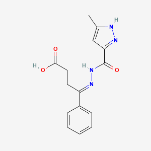 (4E)-4-[(5-methyl-1H-pyrazole-3-carbonyl)hydrazinylidene]-4-phenylbutanoic acid