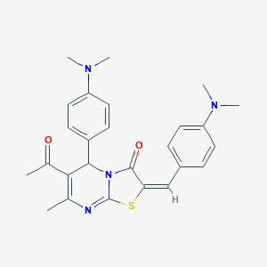molecular formula C26H28N4O2S B388475 (2E)-6-acetyl-2-[4-(dimethylamino)benzylidene]-5-[4-(dimethylamino)phenyl]-7-methyl-5H-[1,3]thiazolo[3,2-a]pyrimidin-3(2H)-one 