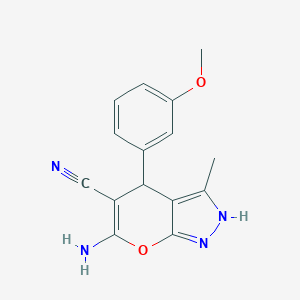 molecular formula C15H14N4O2 B388484 6-Amino-4-(3-methoxyphenyl)-3-methyl-1,4-dihydropyrano[2,3-c]pyrazole-5-carbonitrile CAS No. 300388-53-8