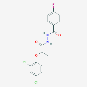 molecular formula C16H13Cl2FN2O3 B388487 N'-[2-(2,4-dichlorophenoxy)propanoyl]-4-fluorobenzohydrazide 